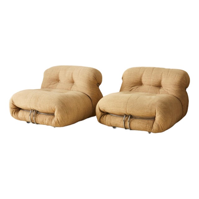 Afra and Tobia Scarpa "Soriana" Lounge Chairs by Cassina, a Pair, 1970's For Sale