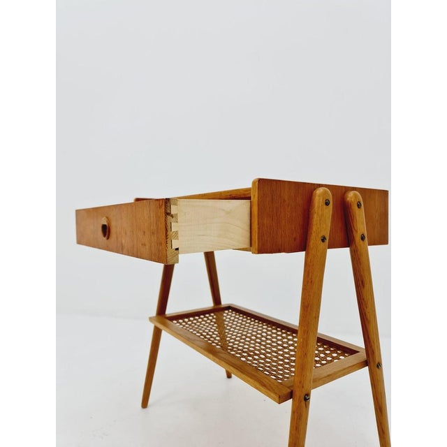 Mid-Century Modern Midcentury Danish Nightstand in Rattan and Teak For Sale - Image 3 of 10