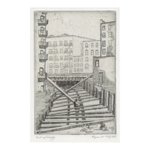 1930 Hyman Katz New York City Subway Excavation Etching