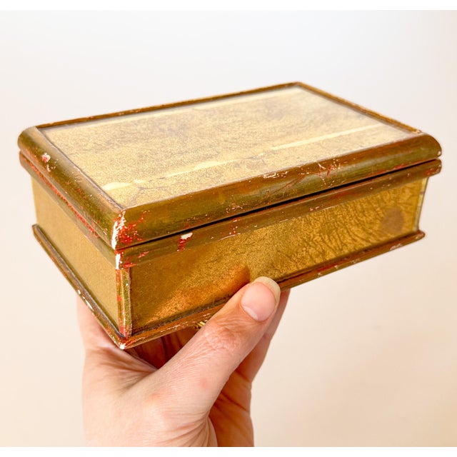 Vintage Gilt Wood and Eglomise Velvet Lined Box For Sale - Image 12 of 12