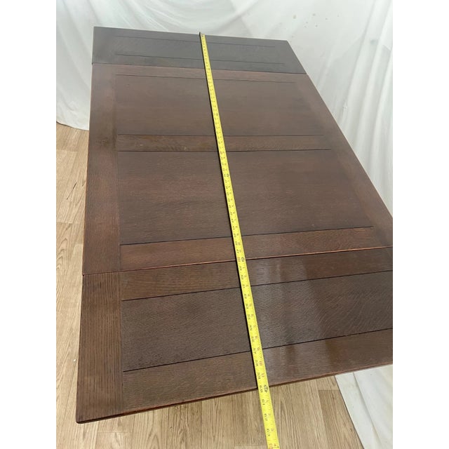 Antique Expanding Pub Kitchen Table Barley Twist Legs Quarter Sawed Dark Oak For Sale - Image 9 of 12