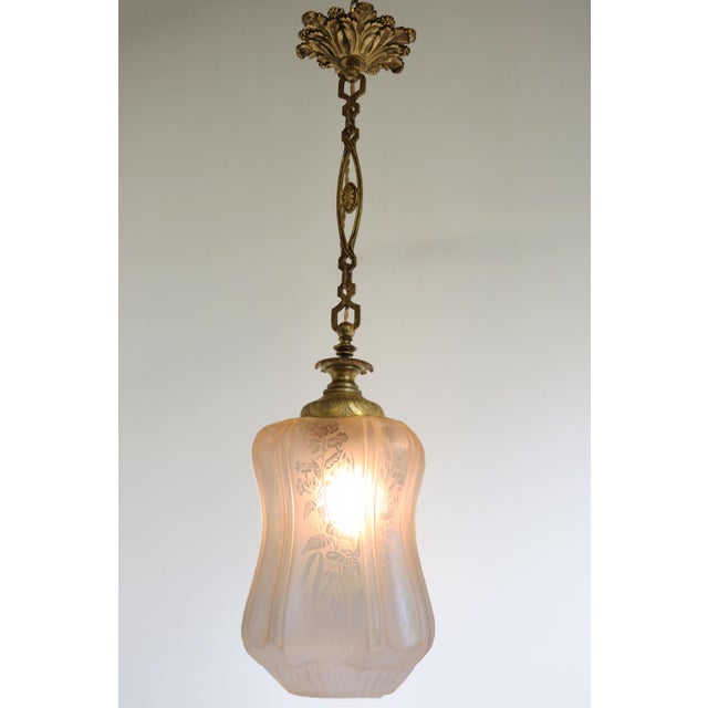 Large Antique French Art Nouveau Pendant Light, 1910 For Sale - Image 12 of 14