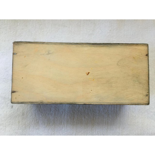 Metal Arts and Crafts Vintage Silver Tone Metal and Wood Box For Sale - Image 7 of 8
