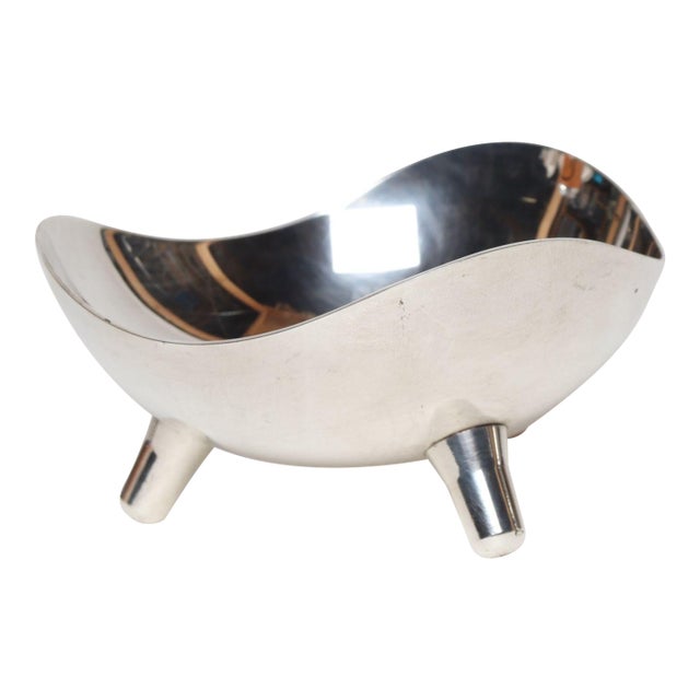 1950s Diminutive Danish Modern Silver Plated Trinket Dish / Vide Poche by Hans Jensen For Sale