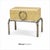 A mid century modern art deco style faux burl chest with a chrome base in the style of Karl Springer. Unmarked. Circa...