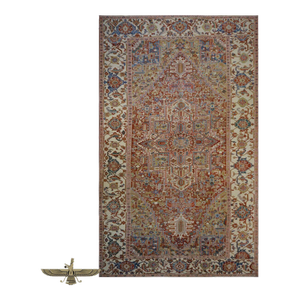 Antique Persian Heriz Wool 11X19 Rust, Ivory & Blue Handmade Area Rug #1140939