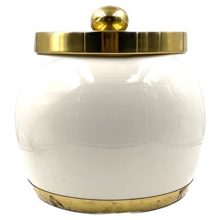 Hollywood Regency Italian White Ceramic Bucket, 1970 For Sale