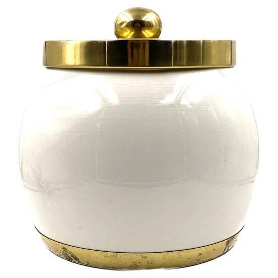 Hollywood Regency Italian White Ceramic Bucket, 1970 For Sale