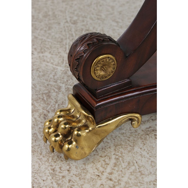 Maitland Smith Round Mahogany Leather Top Center Table For Sale - Image 15 of 17