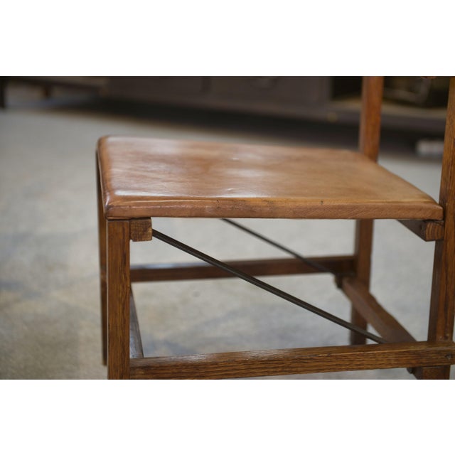 1960s Oak and Leather Chairs in the style of Gerrit Rietveld, 1960s, Set of 2 For Sale - Image 5 of 14