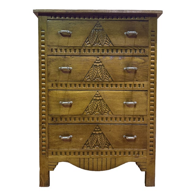 Art Deco Chest of Drawers in Oak, 1950s For Sale