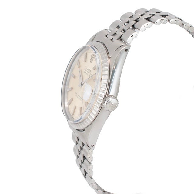 Rolex Vintage 1967 Rolex Datejust 36mm 1603 Jubilee Fluted Stainless Steel Watch For Sale - Image 4 of 11