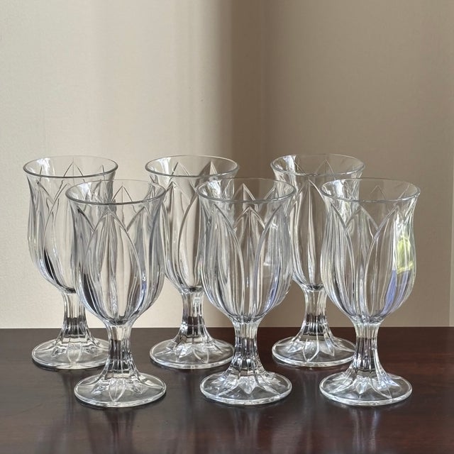 Late-20th Century French Cristal d'Arque-Durand Tulip-Inspired Goblets -- Set of 6 For Sale - Image 11 of 14