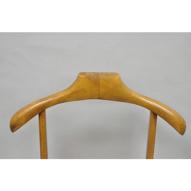 Mid 20th Century Vintage Mid Century Italian Style Modern Beech Wood Clothing Valet Chair Seat, B For Sale - Image 5 of 18