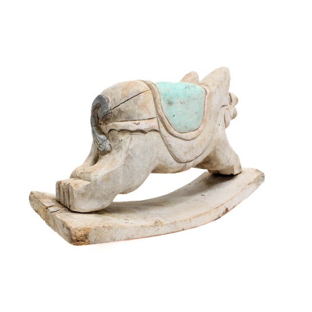 Aqua Pastel Pig Rocker For Sale - Image 8 of 10