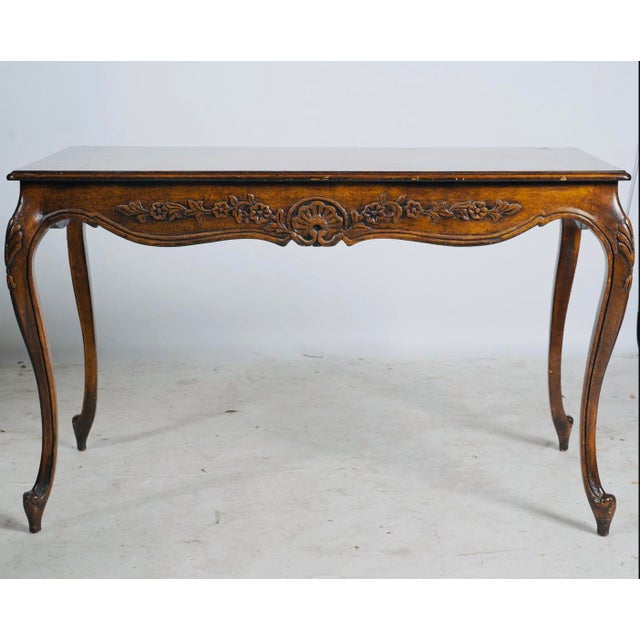 Vintage Louis XV–Style Carved Walnut Writing Desk or Console Table For Sale - Image 4 of 10