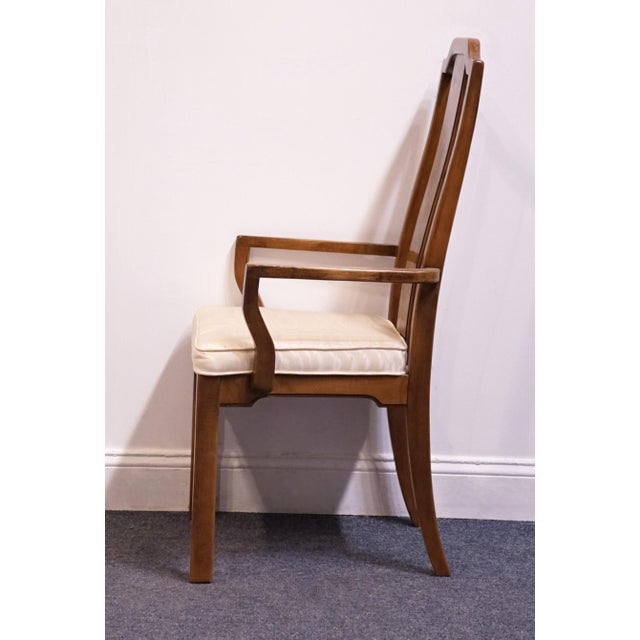 Wood Thomasville Tokaido Collection Burled Walnut Asian Modern Dining Arm Chair 10821-813-814 For Sale - Image 7 of 11