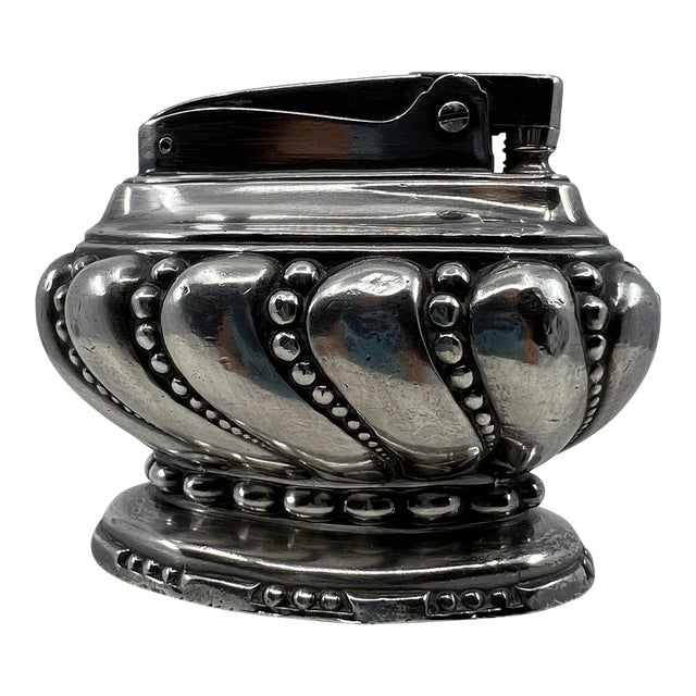 Mid-Century American Silver Plate Art Deco Crown Table Lighter by Ronson For Sale