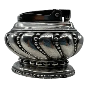 Mid-Century American Silver Plate Art Deco Crown Table Lighter by Ronson