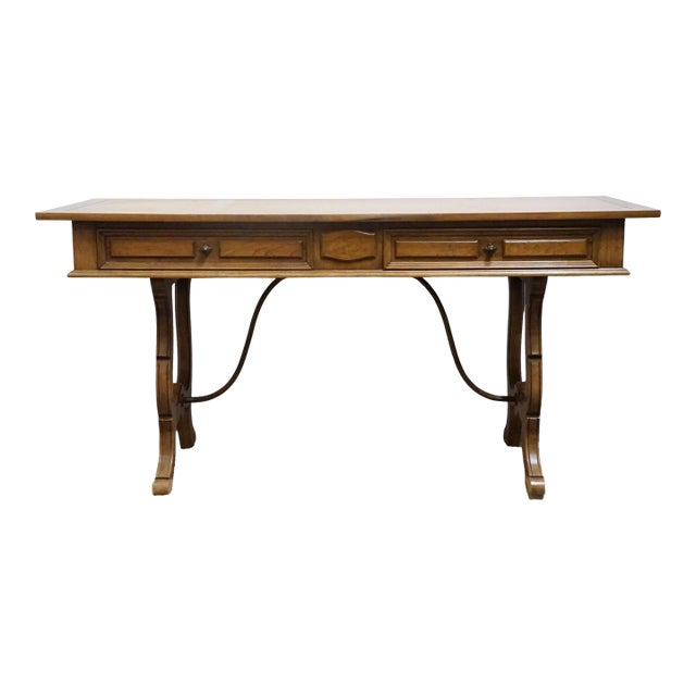 Thomasville Furniture Monterey Collection Spanish Mediterranean White Oak 62" Writing Desk W. Metal Spanner 175-6125-8 For Sale