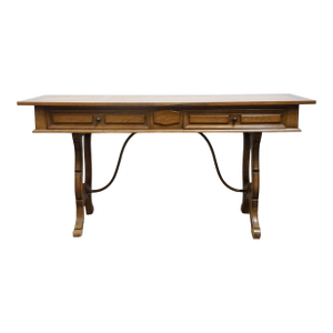 Thomasville Furniture Monterey Collection Spanish Mediterranean White Oak 62" Writing Desk W. Metal Spanner 175-6125-8
