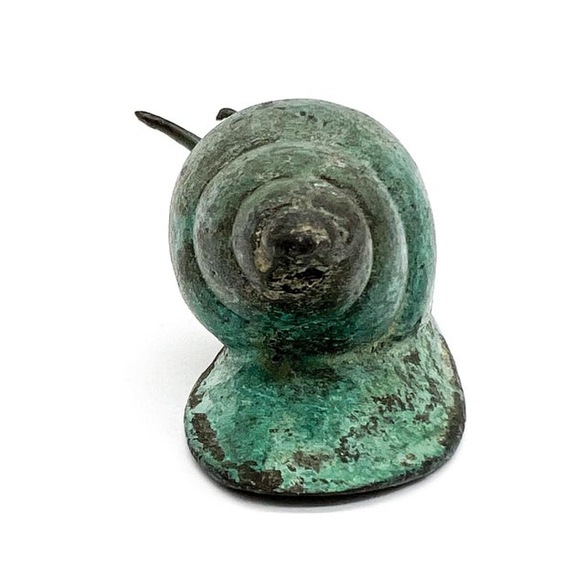 Vintage Cast Iron Sea Snail Sculpture With Verdigris Patina – Garden / Cottagecore / Whimsical For Sale In Houston - Image 6 of 10