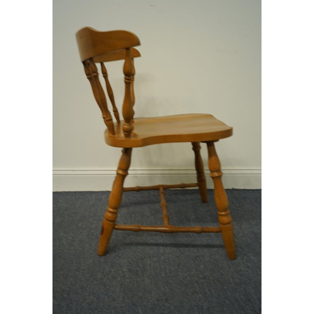 Wood High End Vintage Solid Hard Rock Maple Colonial Early American Pub Style Side Chair For Sale - Image 7 of 8