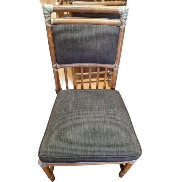 Late 20th Century Set of 4 McGuire Bamboo Dining Side Chairs For Sale - Image 5 of 6