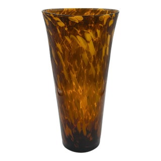 1970s Italian Murano Hand-Blown Glass Leopard Pattern Flared Vase For Sale
