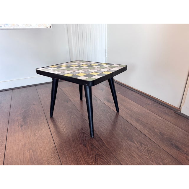 Wood Mid-Century Wood and Ceramic Mosaic Side Table, 1950s For Sale - Image 7 of 11