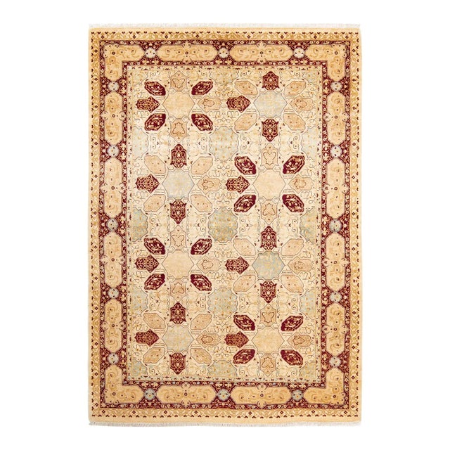 Ivory Mogul, One-of-a-Kind Hand-Knotted Area Rug in Ivory, 6' 1" x 9' 0" For Sale - Image 8 of 8