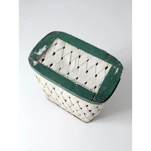 Farmhouse Antique Woven Hamper Basket For Sale - Image 3 of 13