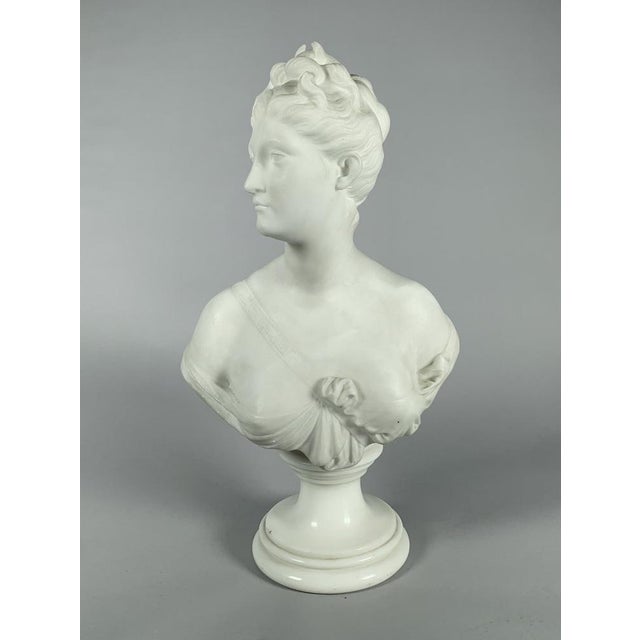 Rococo After Jean-Antoine Houdon, Bust of Diana, 19th Century, Marble For Sale - Image 3 of 9