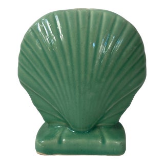 Mid Century Aqua Seashell Planter Vase For Sale