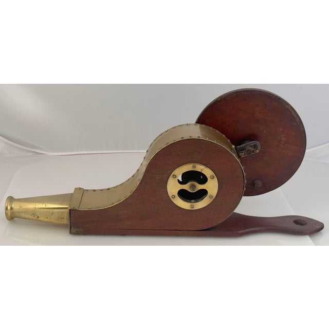 Early 19th Century Georgian Era Mechanical Fire Bellows of Brass and Mahogany From England For Sale - Image 4 of 15