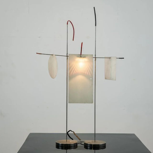 Vintage Fukushu Table Lamp in Metal attributed to Ingo Maurer for Design M, Germany, 1980s For Sale - Image 9 of 10