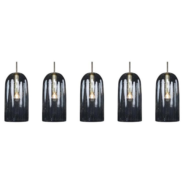 Mid-Century Modern Glass and Brass Pendants attributed to Doria Leuchten, Germany, 1970s For Sale - Image 10 of 10