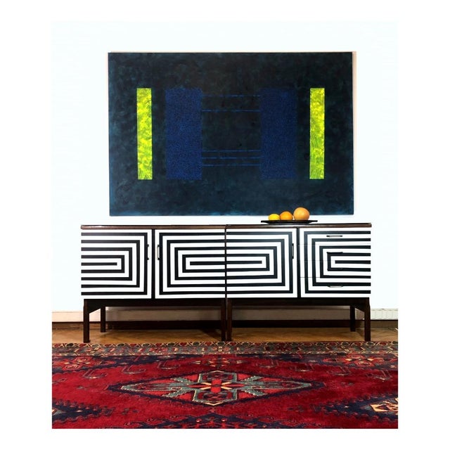 Modular Sideboard with Op Art Motif, 1970s, Set of 2 For Sale - Image 4 of 18