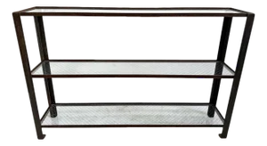 Industrial Iron & Glass Narrow Shelf / Console Table