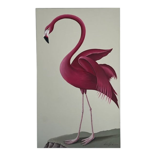 TWS Venetian Oil Painting of a Flamingo For Sale
