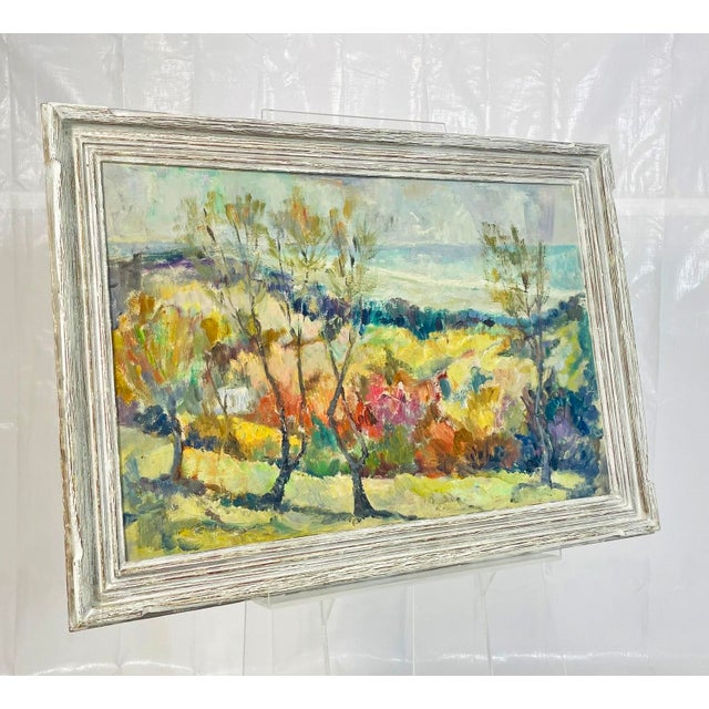 1960s Vintage Impressionist Landscape Painting on Board With Trees, Framed, Mid-Century For Sale - Image 5 of 18