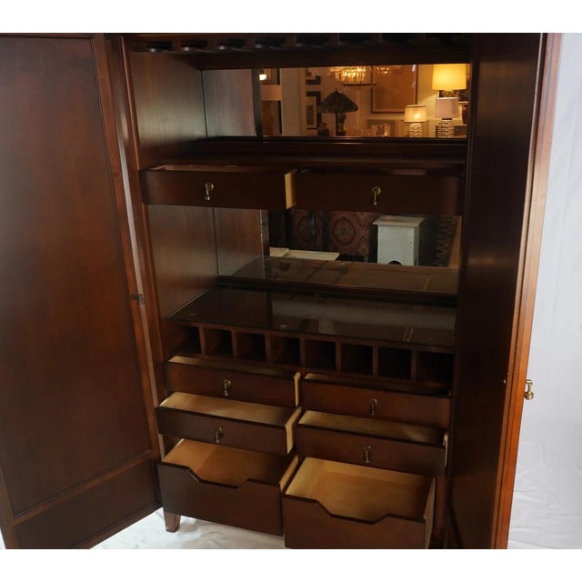 2000 - 2009 Hickory Chair Furniture Antiqued Mirrored Bar Cabinet Credenza Breakfront Sideboard For Sale - Image 5 of 6