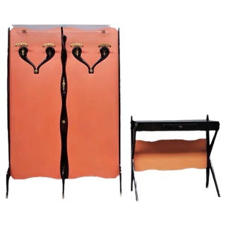Wall Coat Rack and Console, 1950s, Set of 2 For Sale