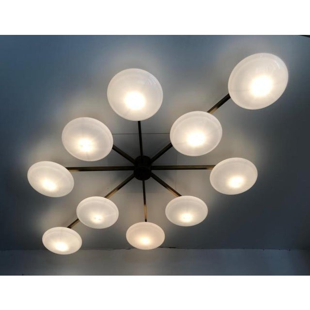 Bronze 21st Century Dieci Bronze Glossy White Murano Flush Mount by Fabio LTD For Sale - Image 8 of 9