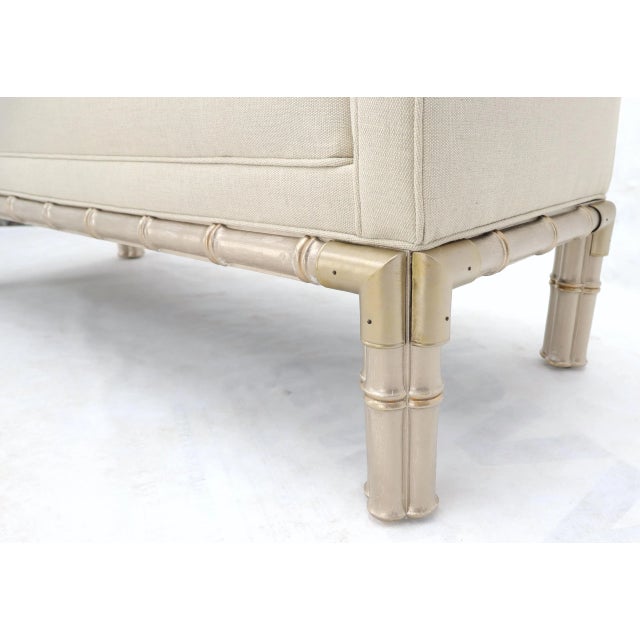 Wood Faux Bamboo Base Tufted Upholstery Bench with Sides For Sale - Image 7 of 13