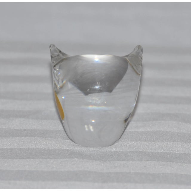 Strauss Art Glass Clear Crystal Owl Paperweight For Sale In Palm Springs - Image 6 of 7