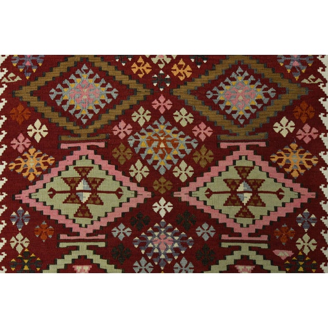 Vintage Turkish Oushak Handmade Wool Cotton Red Area Rug For Sale - Image 9 of 11