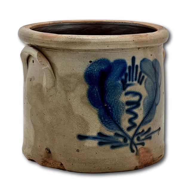 This Really is a Great and Unique Looking Authentic Antique American Country Primitive Stoneware Storage Crock. Circa Mid...