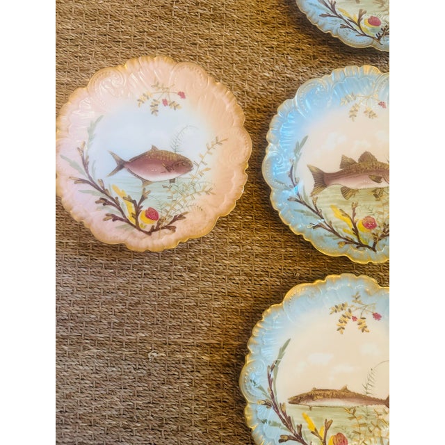 Set of Five Antique Limoge Fish Plates For Sale In Charleston - Image 6 of 8