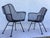 Mid-Century Modern 1950s Set of 2 Russell Woodard "Sculptura" Black Iron Mesh Dining Armchairs, Attributed For Sale - Image 3 of 7